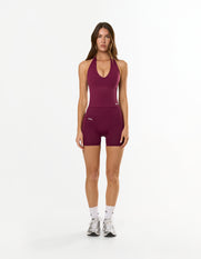 Premium Seamless Skulpt Halter Tank - Burgundy