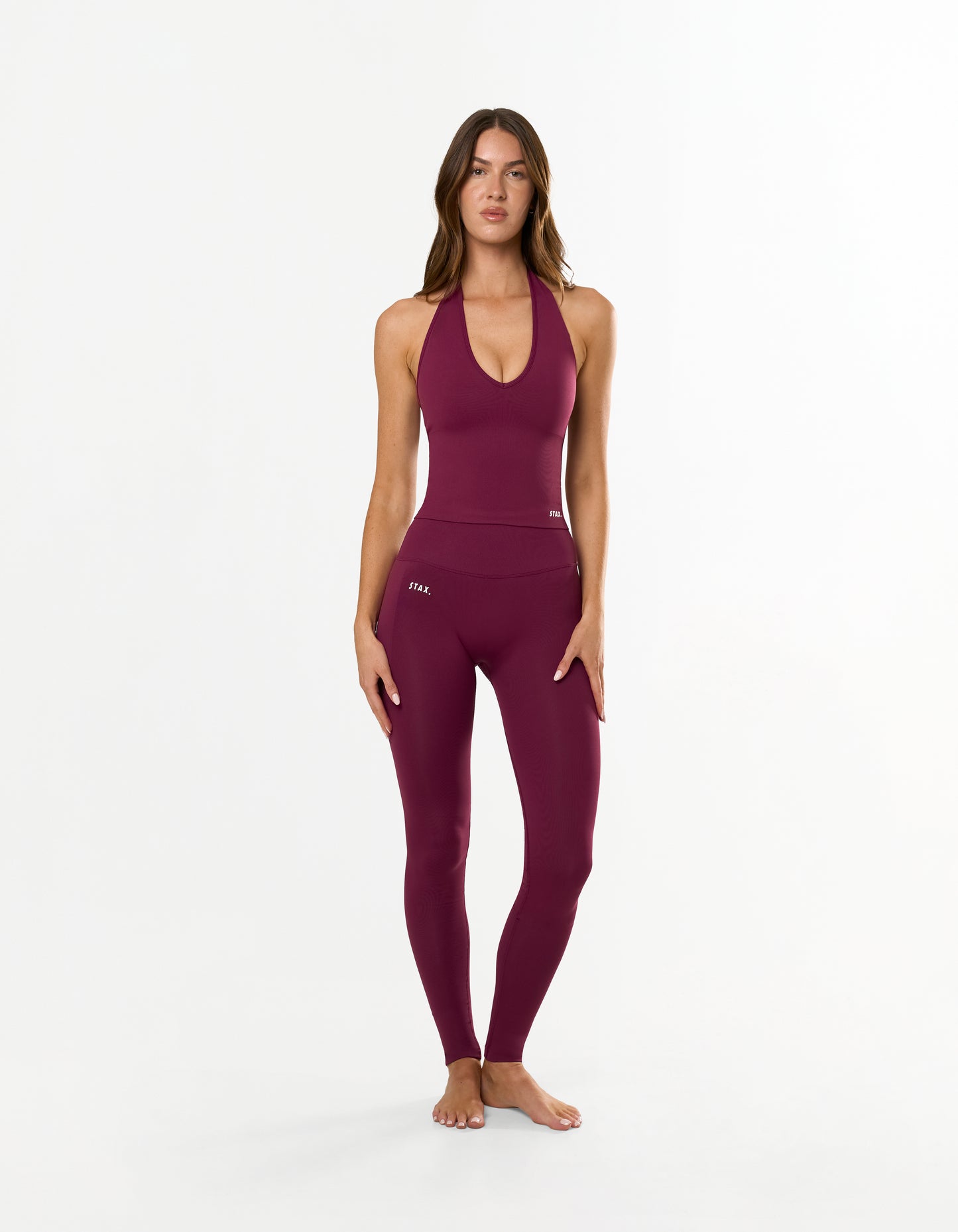 Premium Seamless Skulpt Halter Tank - Burgundy