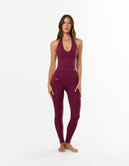 Premium Seamless Skulpt Halter Tank - Burgundy
