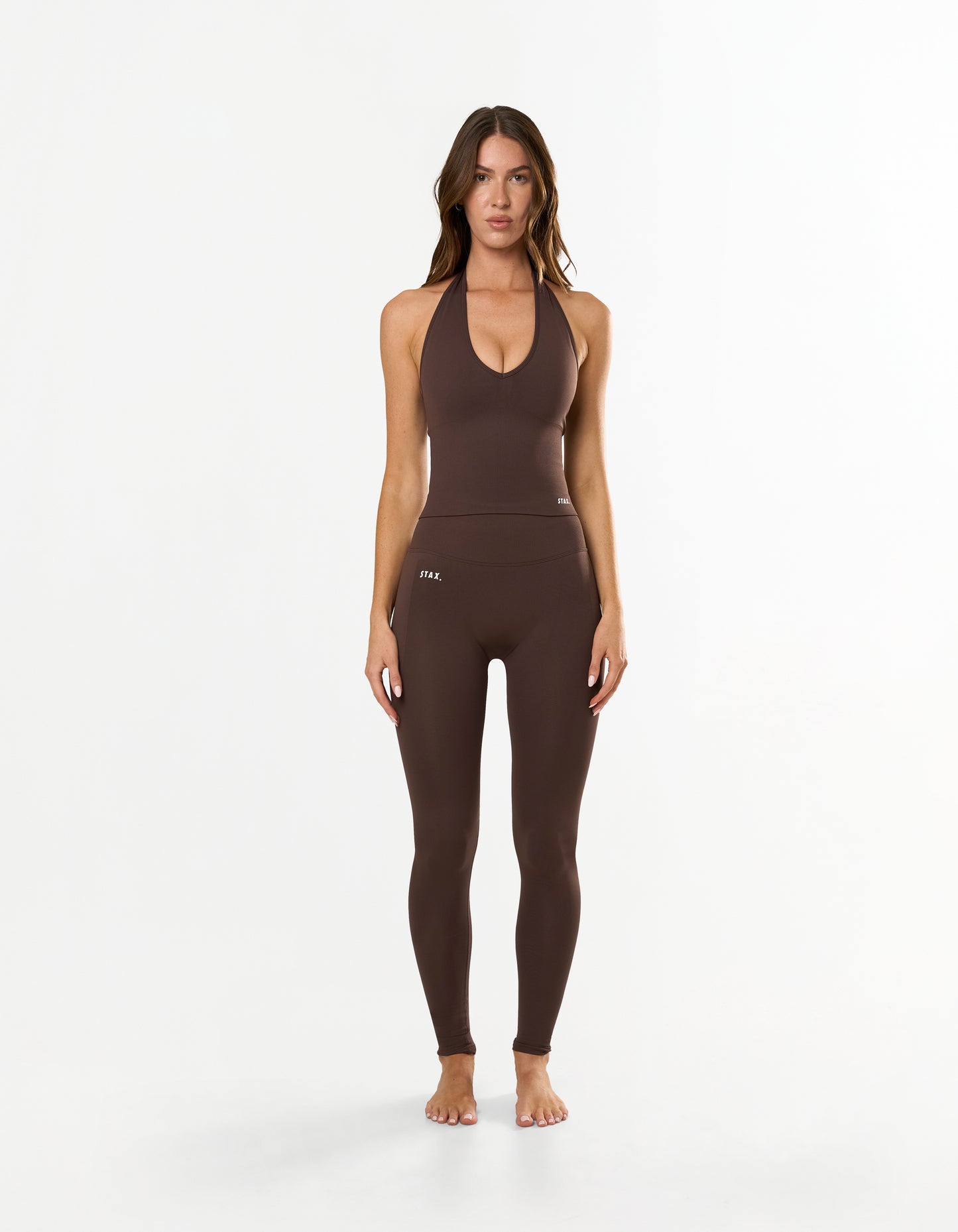 Premium Seamless Skulpt Halter Tank - Brown