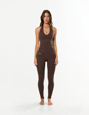Premium Seamless Skulpt Halter Tank - Brown