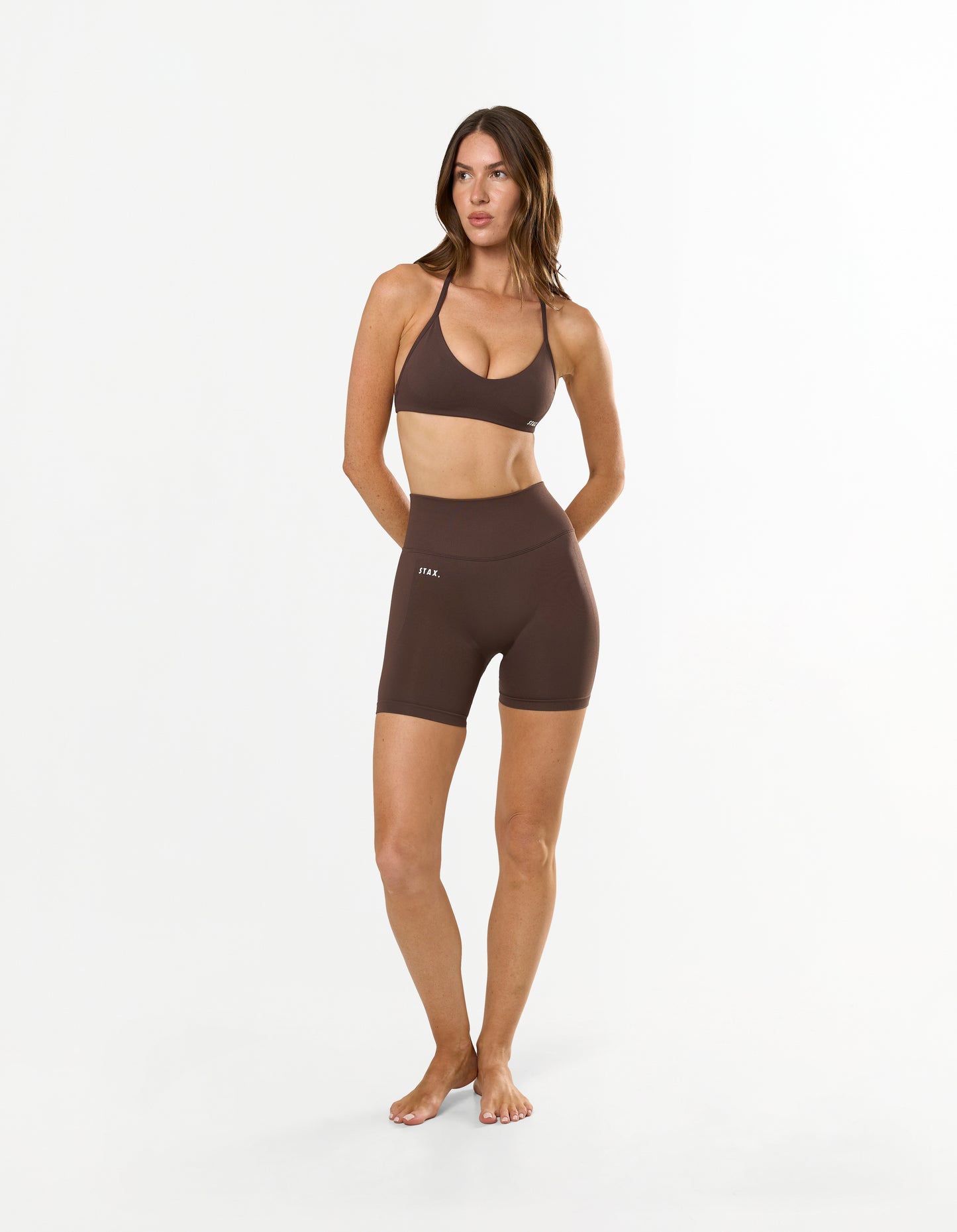 Premium Seamless Skulpt Midi Bike Shorts - Brown