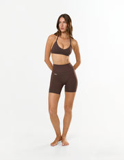 Premium Seamless Skulpt Midi Bike Shorts - Brown