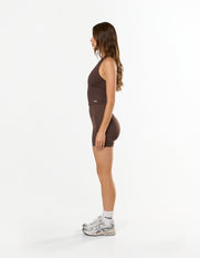Premium Seamless Skulpt Midi Bike Shorts - Brown