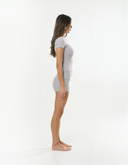 Cotton Comfort Fold Over Short - Grey Marle