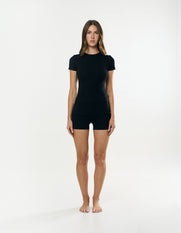 Cotton Comfort Fold Over Short - Black