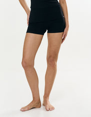 Cotton Comfort Fold Over Short - Black