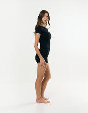 Cotton Comfort Fold Over Short - Black