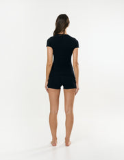 Cotton Comfort Fold Over Short - Black