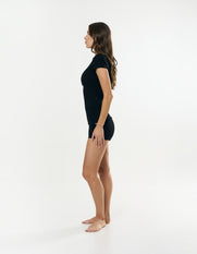 Cotton Comfort Fold Over Short - Black
