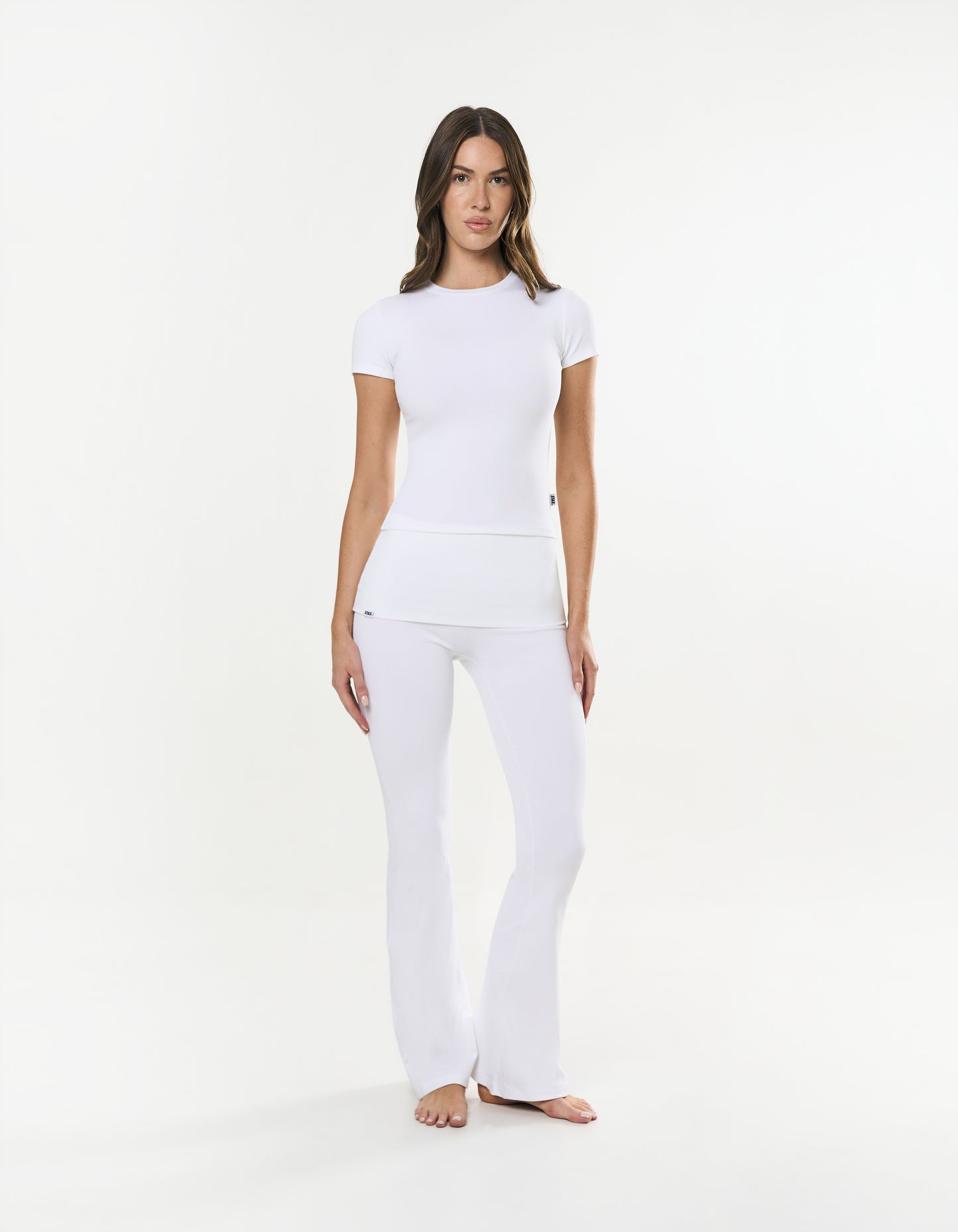 Cotton Comfort Fold Over Flare - White