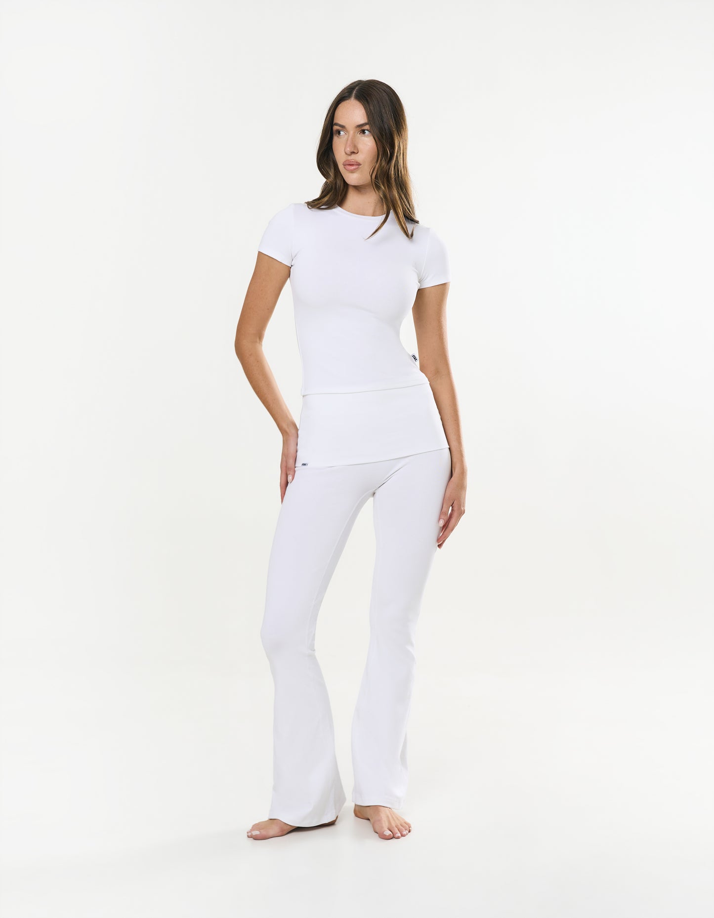 Cotton Comfort Fold Over Flare - White
