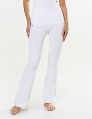 Cotton Comfort Fold Over Flare - White