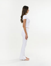 Cotton Comfort Fold Over Flare - White