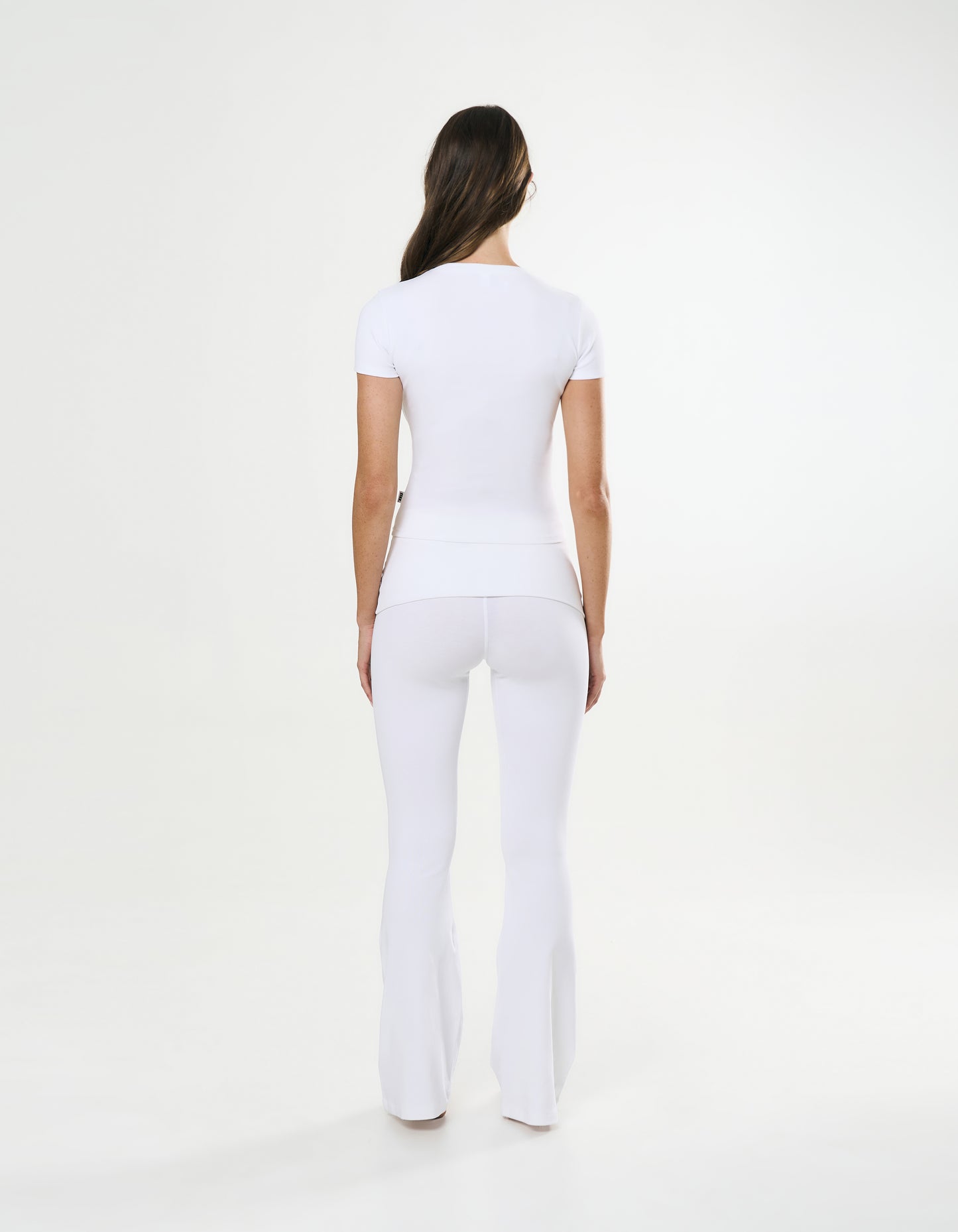 Cotton Comfort Fold Over Flare - White