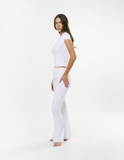 Cotton Comfort Fold Over Flare - White