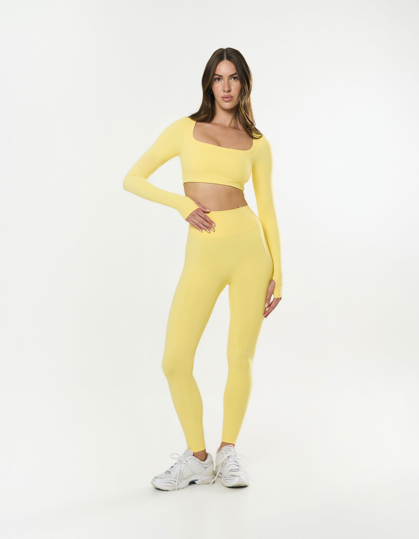 Square Neck Cropped Long Sleeve Airlyte - Limoncello