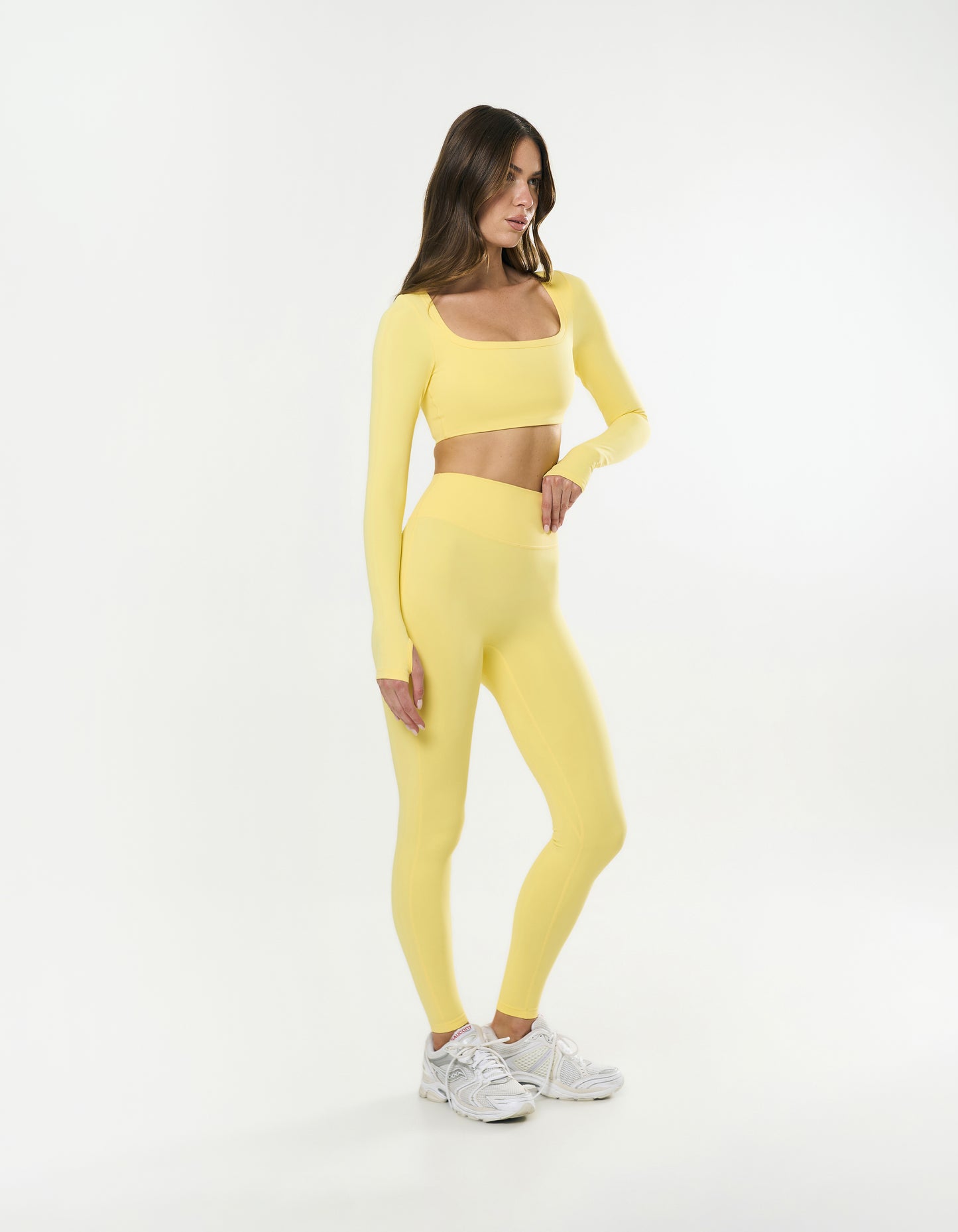 Square Neck Cropped Long Sleeve Airlyte - Limoncello
