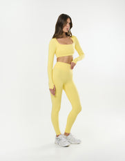 Square Neck Cropped Long Sleeve Airlyte - Limoncello