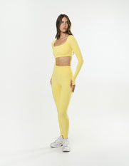 Square Neck Cropped Long Sleeve Airlyte - Limoncello