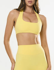Square Neck Halter Crop Airlyte - Limoncello