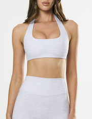 Square Neck Halter Crop Airlyte - Grey Marle