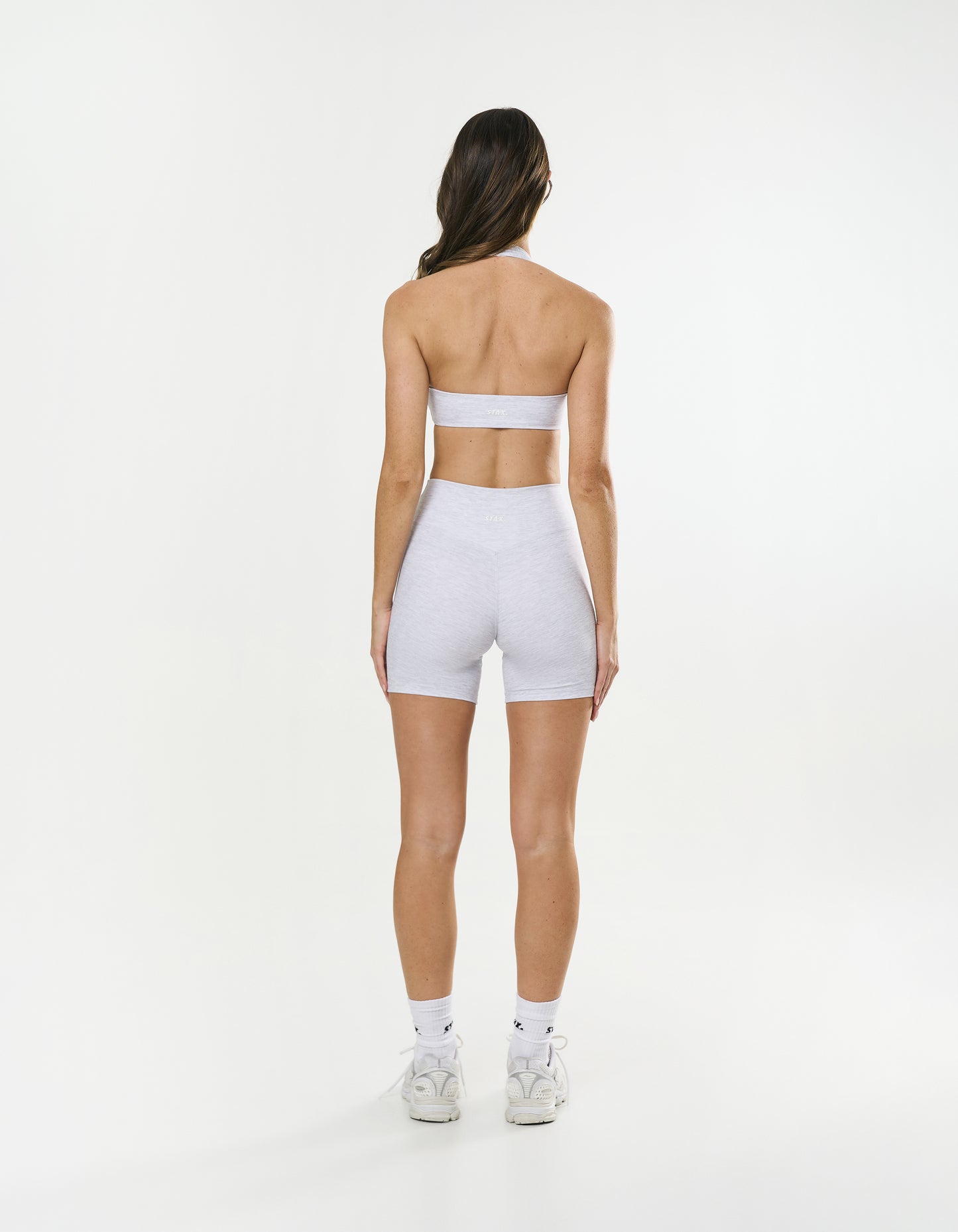 Square Neck Halter Crop Airlyte - Grey Marle
