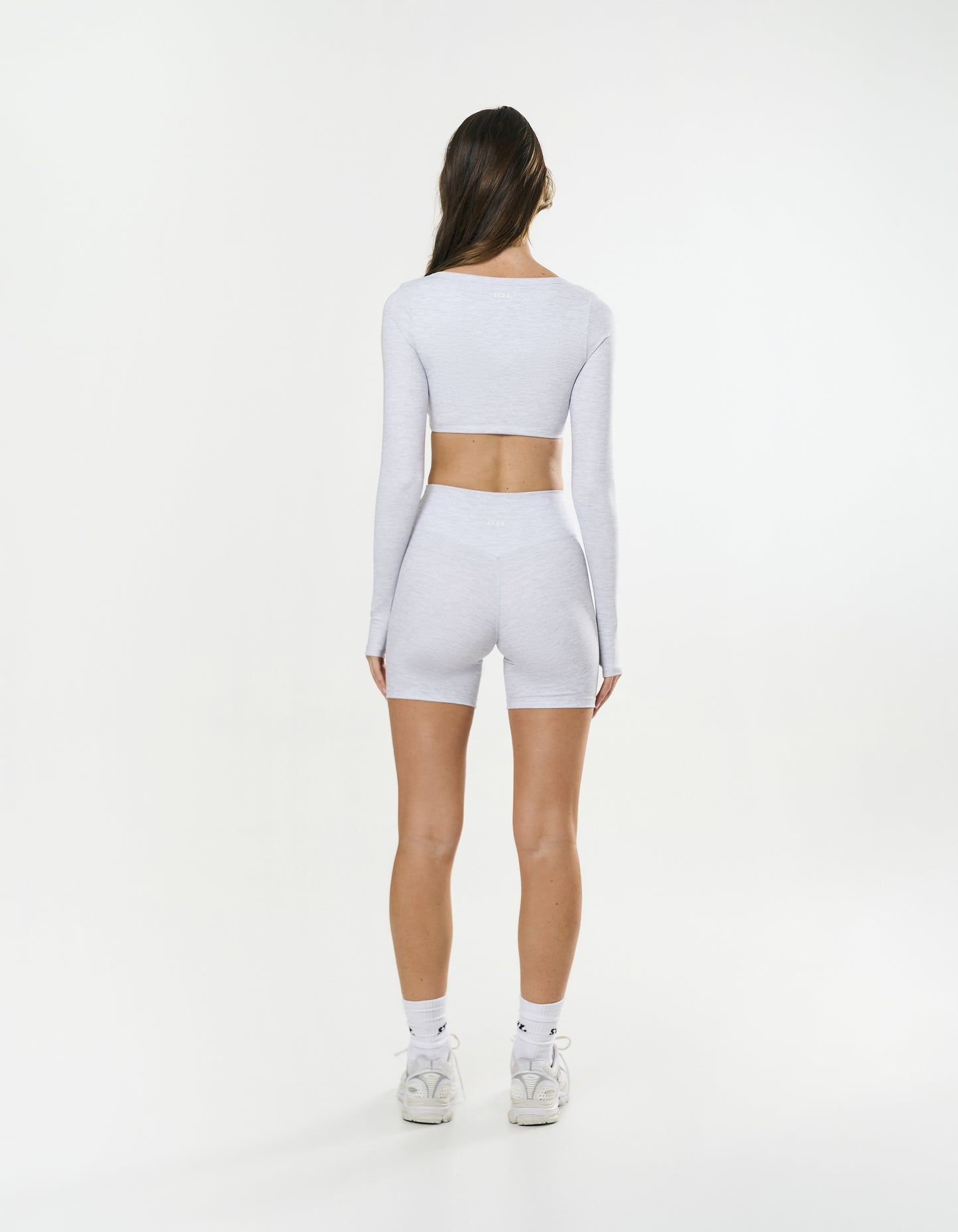 Square Neck Cropped Long Sleeve Airlyte - Grey Marle