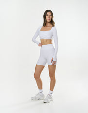 Square Neck Cropped Long Sleeve Airlyte - Grey Marle