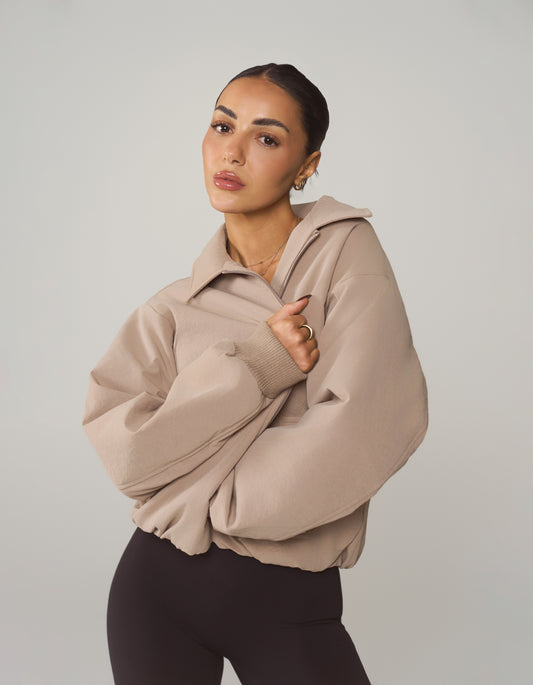 Collared Bomber Jacket - Sandstone