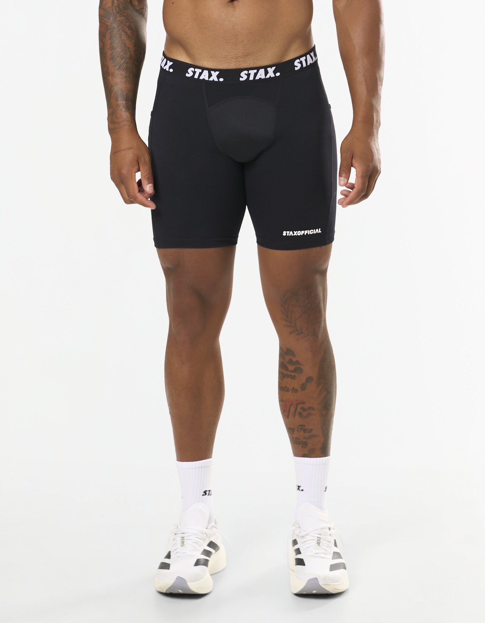 Mens Compressive Phone Pocket Bike Shorts - Black