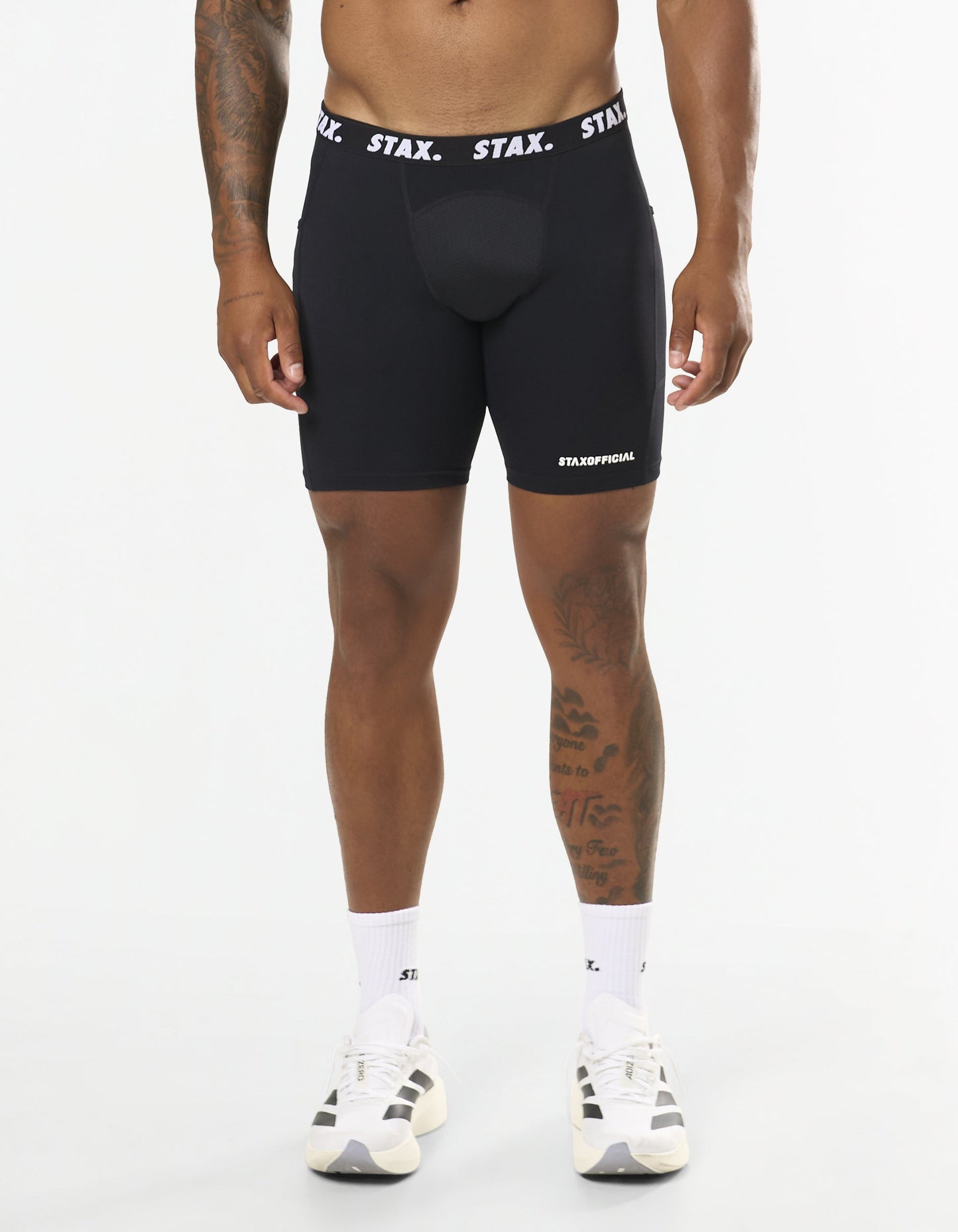 Mens Compressive Phone Pocket Bike Shorts - Black