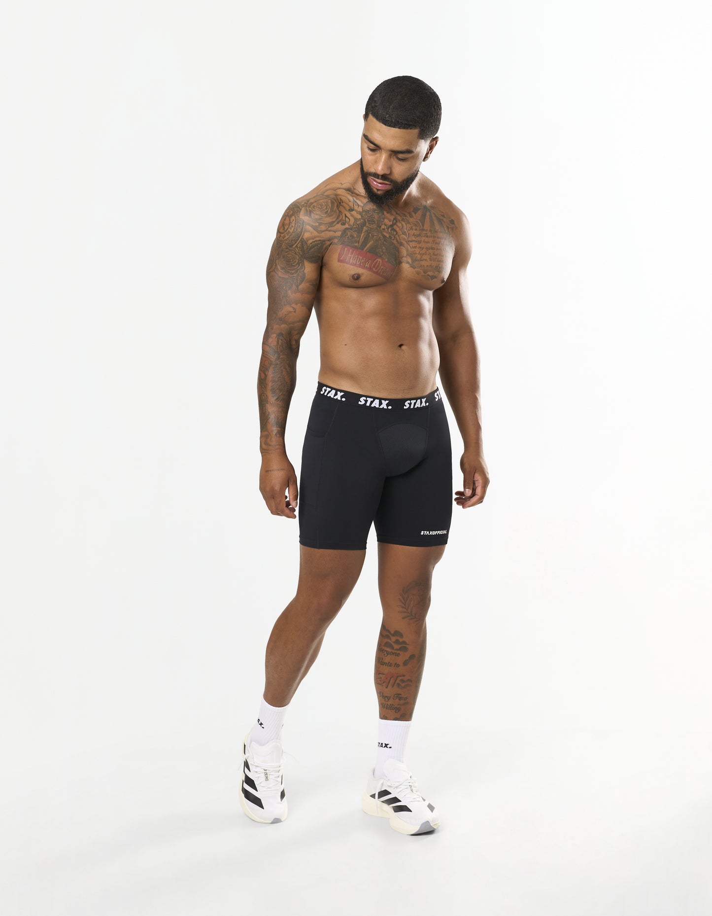 Mens Compressive Phone Pocket Bike Shorts - Black