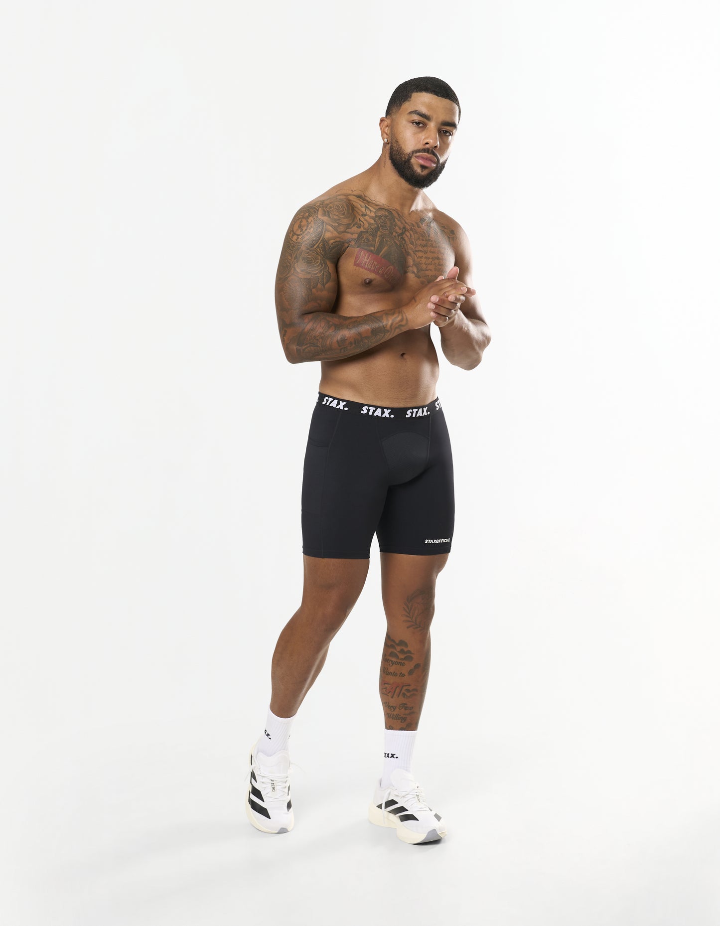 Mens Compressive Phone Pocket Bike Shorts - Black