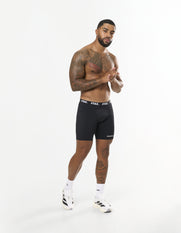 Mens Compressive Phone Pocket Bike Shorts - Black