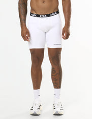 Mens Compressive Phone Pocket Bike Shorts - White