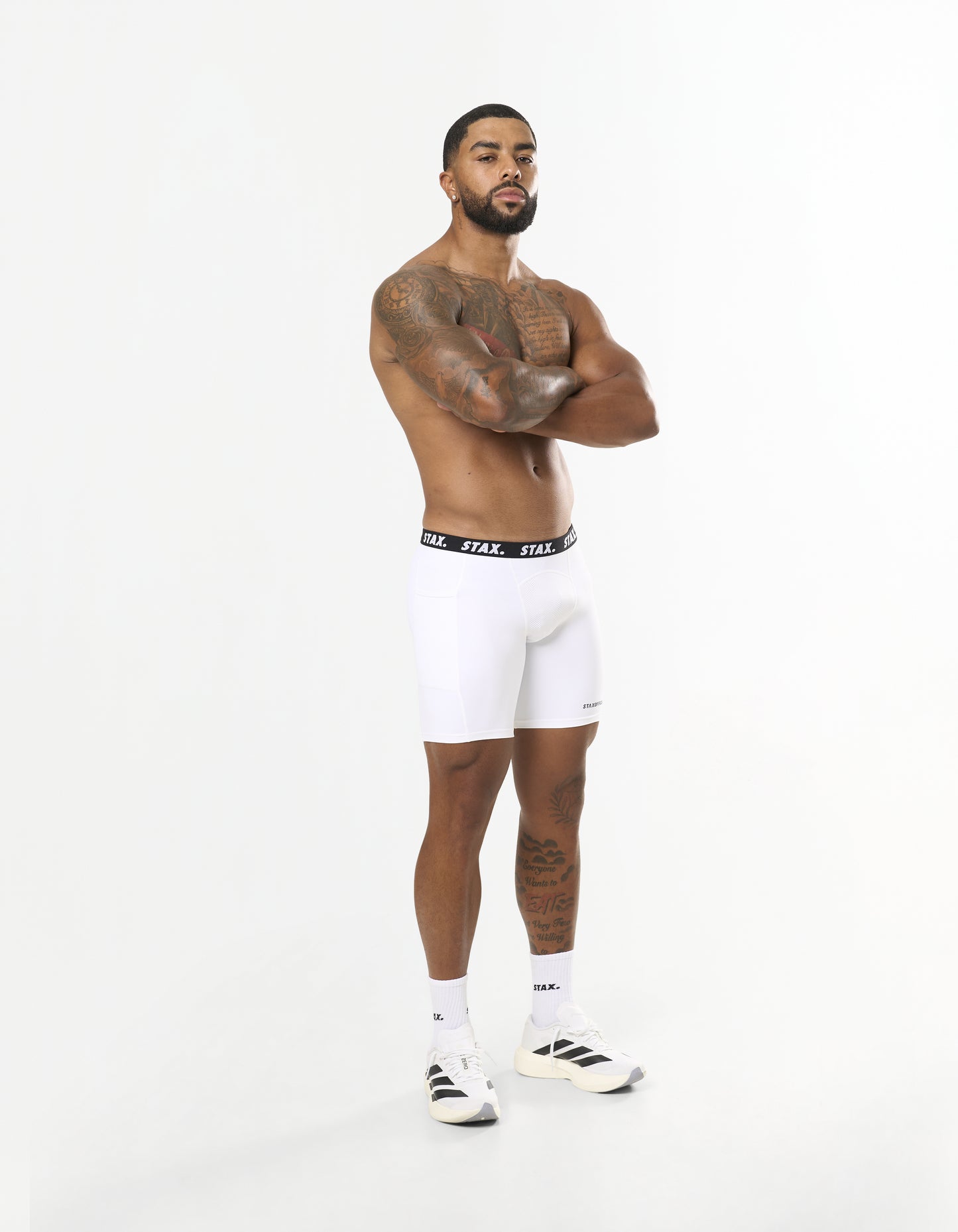 Mens Compressive Phone Pocket Bike Shorts - White