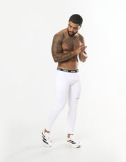 Mens Compressive Phone Pocket Tights - White