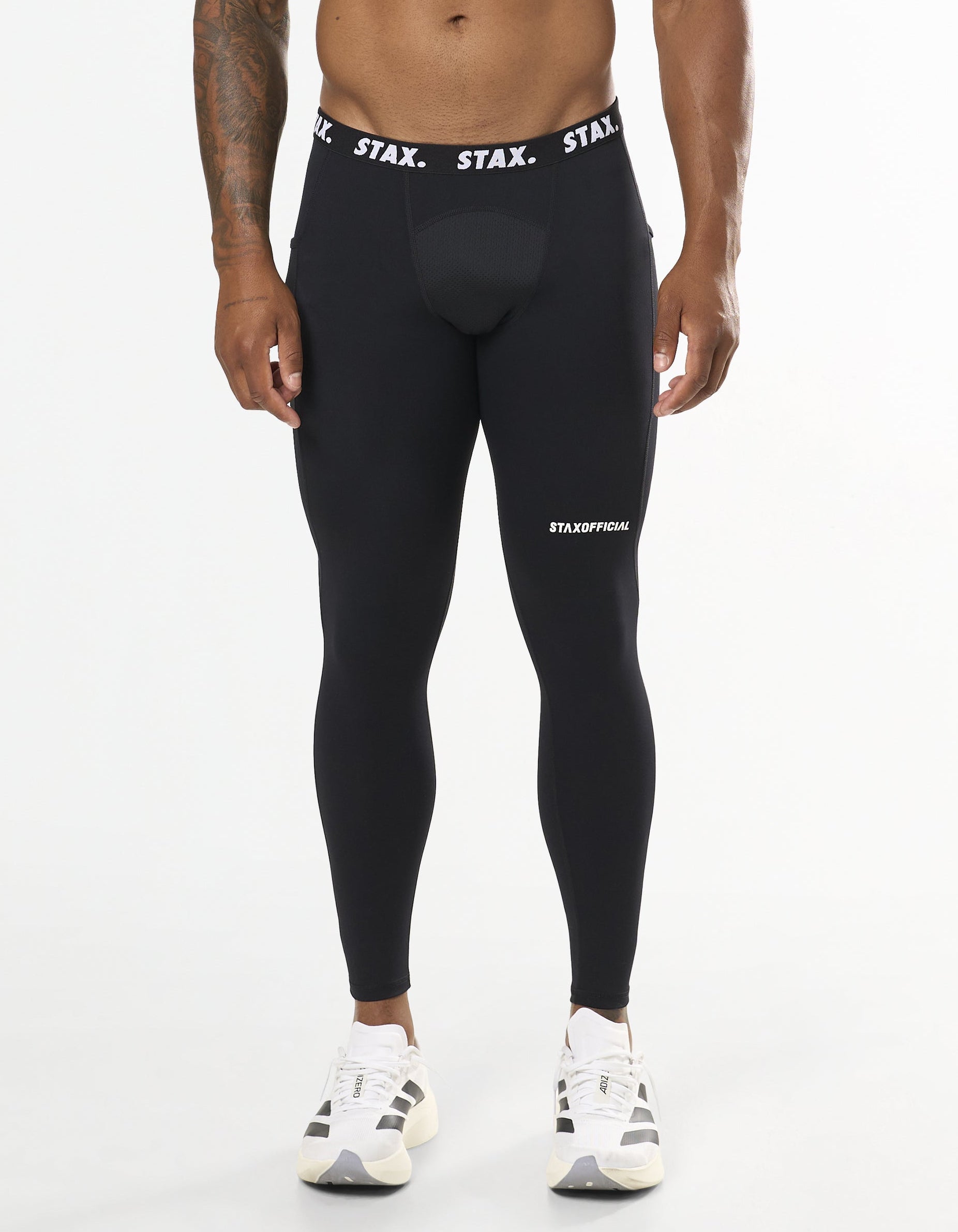 Mens Compressive Phone Pocket Tights - Black