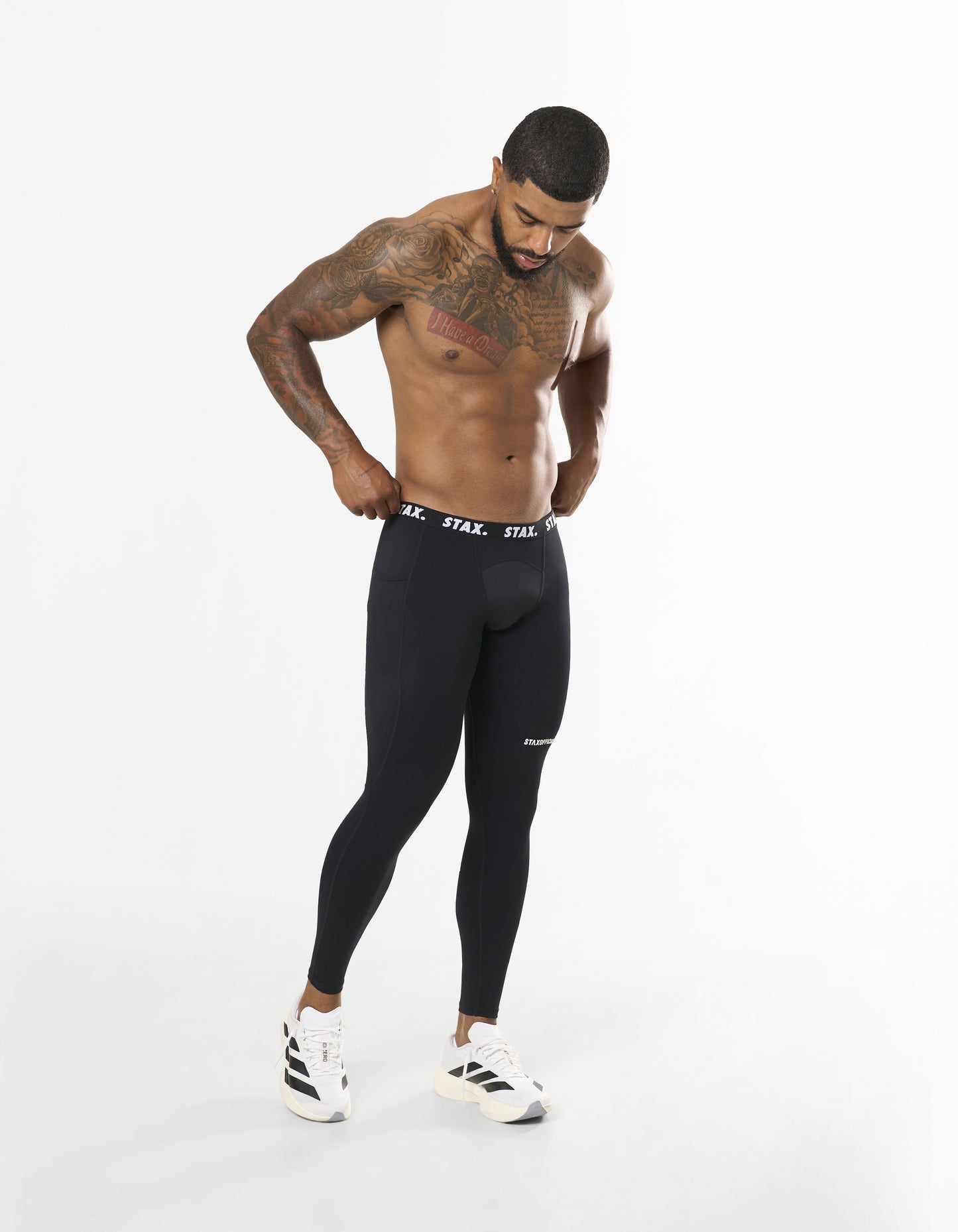 Mens Compressive Phone Pocket Tights - Black