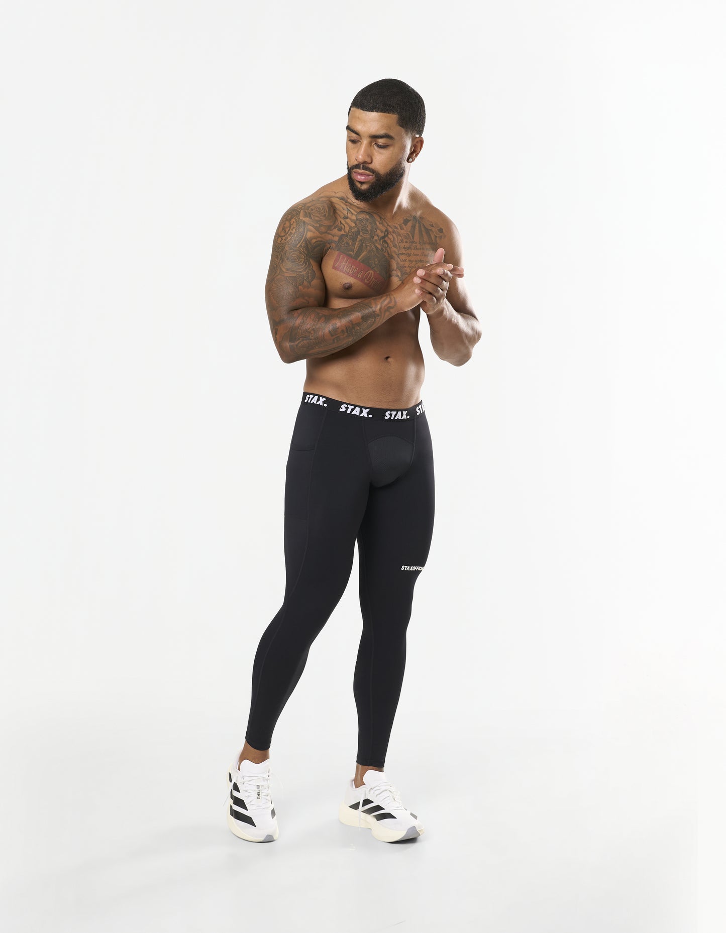 Mens Compressive Phone Pocket Tights - Black