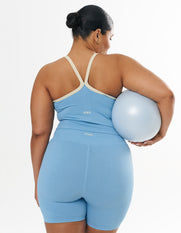 Seamless Kic Cropped Tank - Blue/Cream