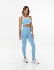 Seamless Kic Layered Crop - Blue/Cream