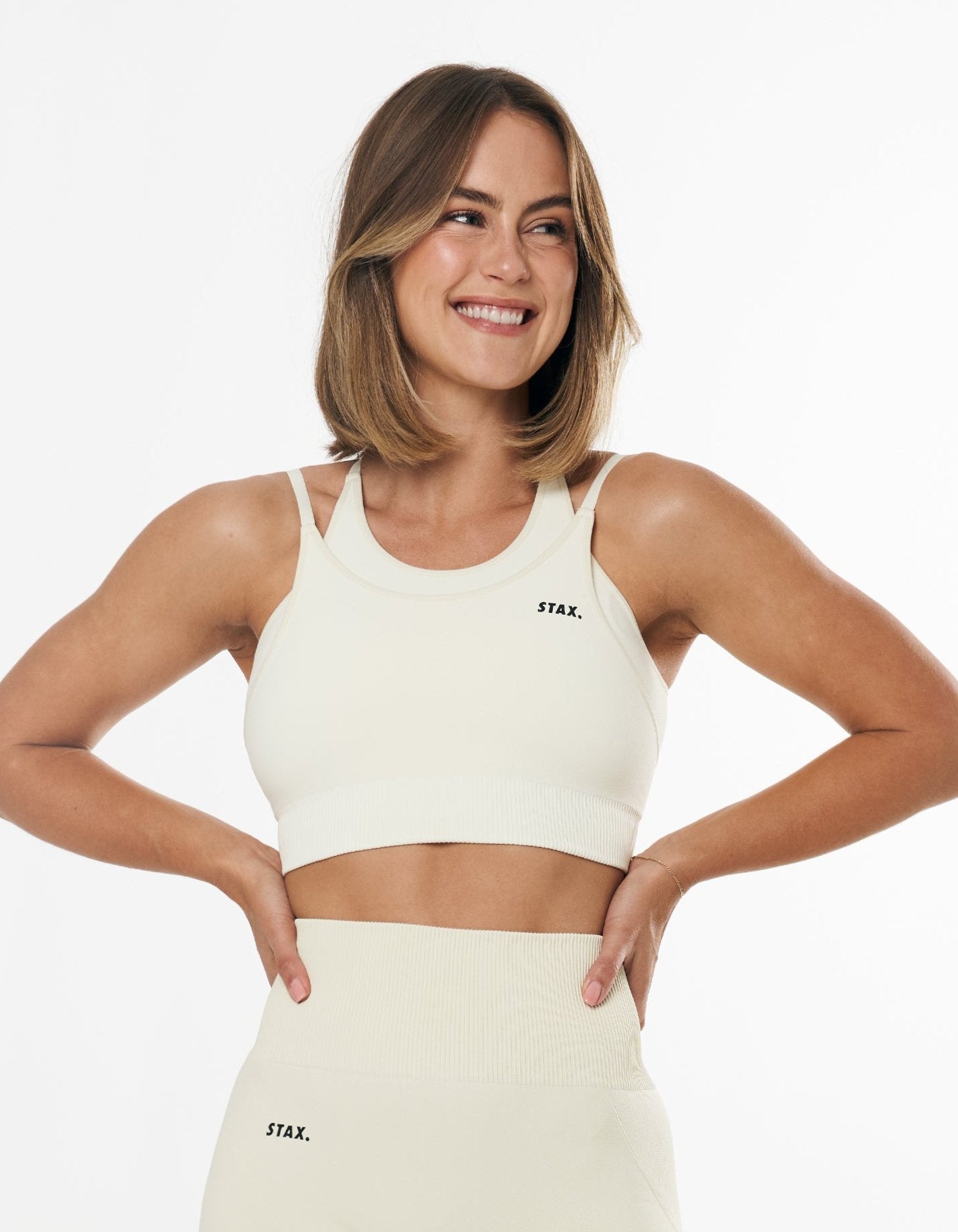 Seamless Kic Layered Crop - Cream