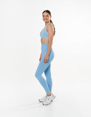 Seamless Kic Halter Crop - Blue/Cream