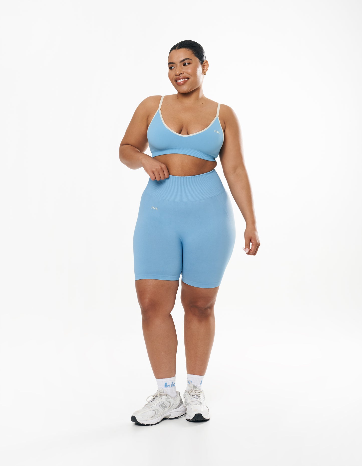 Seamless Kic Bralette - Blue/Cream