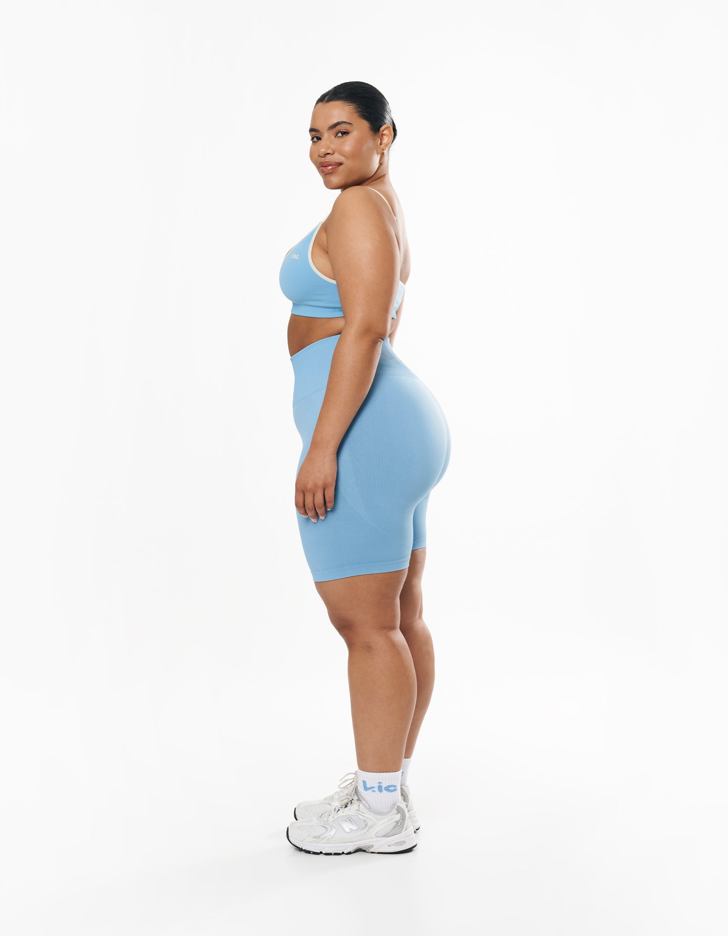 Seamless Kic Bralette - Blue/Cream