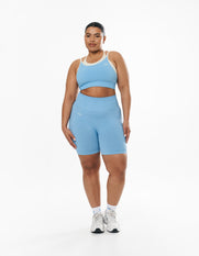 Seamless Kic Layered Crop - Blue/Cream