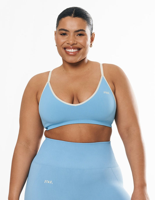 Seamless Kic Bralette - Blue/Cream