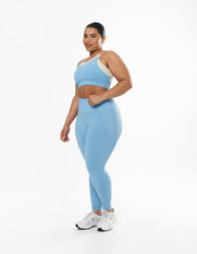 Seamless Kic Layered Crop - Blue/Cream